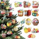 Syhood 36 Pcs Crochet Christmas Ornaments Funny Yarn Themed Wooden Christmas Tree Ornaments Hanging Farmhouse Kitchen Xmas Tree Holiday Decor for Crochet Lovers Knitting Yarn Crocheters Gifts