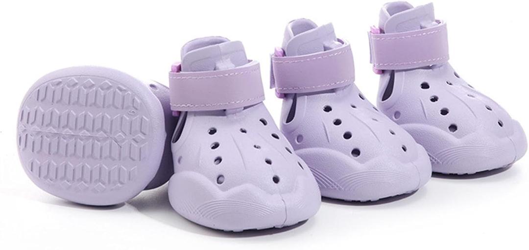 Lightweight Dog Boots Anti-Slip Breathable Vents Dog Shoes, Adjustable Reflective Loop,All-Weather Paw Protection 4pcs (06, Purple)
