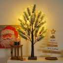72 LED Artificial Lamp with Timer, DIY Christmas Tree Lights, USB/Battery Powered Desktop Bonsai Tree Pine Needles, Fairy Light Spirit Tree for Indoor Table Home Wedding Bedroom-Warm White