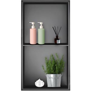 Shower Niche, Stainless Steel Elegant Bathroom Niche, No Tile Needed Recessed Shower Shelf Organizer for Storage (12*24*2-2 Inch, Grey)