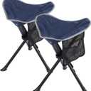 REDCAMP 2 Pack Folding Camping Stools for Adults Heavy Duty, Lightweight Portable Tripod Chairs Seats for Fishing Hunting Backpacking Traveling, Blue, Standard