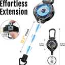 MNGARISTA 2-Pack Retractable Keychain, Heavy Duty 10 OZ Retraction 3K Carbon Fiber ID Badge Reel, Carabiner Badge Holder Hook Upgraded 31.5" Stainless Steel Cord Lanyard with Clip Strap and Key Ring