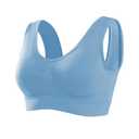 Memoryee Sports Bras Women 1 Pack Set Plus Size for Large Breasts Non Wired Inserts Washable Padded Push Up Vest Crop Top Lake Blue 3XL