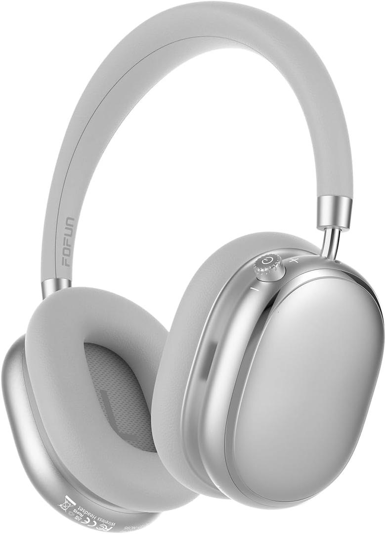 NC95 Hybrid Active Noise Cancelling Headphones with Knob Control, 120H Playtime Over Ear Headphones Wireless Bluetooth 6.0, App Control, Hi-Res Audio, Comfort Fit, Clear Calls for Travel/Workout (Silver)