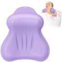 Silicone Bath Pillow, New Material Bath Pillows for Tub Head Neck and Back Support, Bath Tub Pillow with 4D Press Inflatable Airbag and Non-Slip Strong Suction Cup, Quick-Drying, Easy to Store, Purple