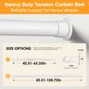 FVONZN Tension Curtain Rod 43-104 Inches Extra Long White Heavy Duty