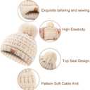 REDESS Baby Kids Winter Warm Hats, Infant Toddler Children Pom Pom Beanie Knit Cap Girls Boys (0-3T, Beige+red+navy)