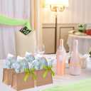 Shinylin 12 Pcs Small Burlap Tote Bag Set with Handles Spring Wedding Favors Reusable Jute Tote Bag Bulk with Eucalyptus Tissue Paper and Green Ribbon Wrapping 8.7x5.5x7inch