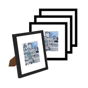 Fixwal 9x11 Picture Frames Set of 4, Display Pictures 3.5x5.5 with Mat or 9x11 Without Mat, Photo Frame for Wall Decor or Tabletop Display, Black