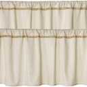 2 Pack Cotton Linen Valance for Windows with Burlap Lace Trim Rustic Farmhouse 16 inch Kitchen Valance Rod Pocket Neutral Short Curtain Topper Window Treatment