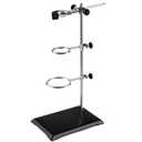 QWORK Laboratory Stands Support Set, Steel Lab Stand Set with Cast Iron Base, Rod 16" L with Burette Clamp and Flask Ring Clamps