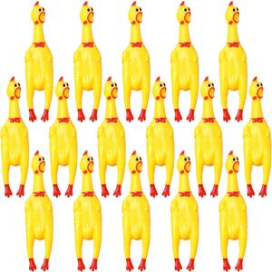 Sratte 16 Pack Screaming Chicken Toys Bulk Large Rubber Squeaking Chicken Toys for Pet Chew Gifts Prank Novelty Toy(12 Inch,Yellow)