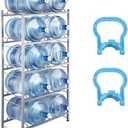 VEVOR 5 Gallon Water Jug Holder, 5 Tiers Double Row Heavy Duty Water Bottle Rack with 10 Slots, Detachable Water Jug Stand for Kitchen, Office, Living Room- Silver