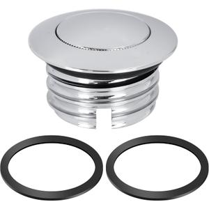 BHB Motorcycle Fuel Tank Pop-up Fuel Gas Oil Tank Cap Compatible With Harley Davidson Regular Thread 1982-2018 (Silver)