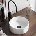 Round Vessel Sink 12 Inch Above Counter - White Ceramic Countertop Bathroom Sink, 12" x 12" Modern Vanity Art Basin Porcelain Hand Wash Basin