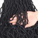 Leeven 18 Inch 7 Packs Pre-looped Faux Locs Crochet Braids 84 Roots Natural Black Soft Locs Crochet Hair 1B# Goddess Locs Crochet Hair Extension Curly Faux Loc Braiding Hair for Women