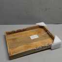 Coffee Table Tray (Natural Finish) - Flourish - Wood Serving Tray w/Handles for Breakfast in Bed - Mango Wood Decorative Tray w/Felt Pads - Medium Wood Tray - 16 x 12 x 2.5