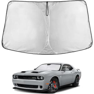 EcoNour Windshield Sunshade Compatible for Dodge Challenger 2015-2023 2024 2025, Sun Visor for Front Windshield & Window Sun Shade Cover, UV Heat Blocker & Protector, Car Accessories