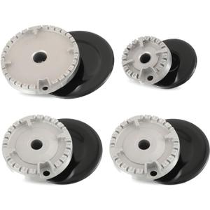 HUAREW Gas Stove Burner Caps Set, Cooker Hat Set Suitable for Most Gas Stove Burners, 1 Large, 1 Small, 2 Middle