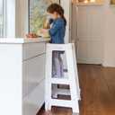 Stepup Baby Toddler Tower - Kids Helper Step Stool & Safety Rail for Child & Adjustable Height, Durable Non-Slip Platform for Kitchen & Bathroom Sink, Easy Assembly Toddlers Tower - White