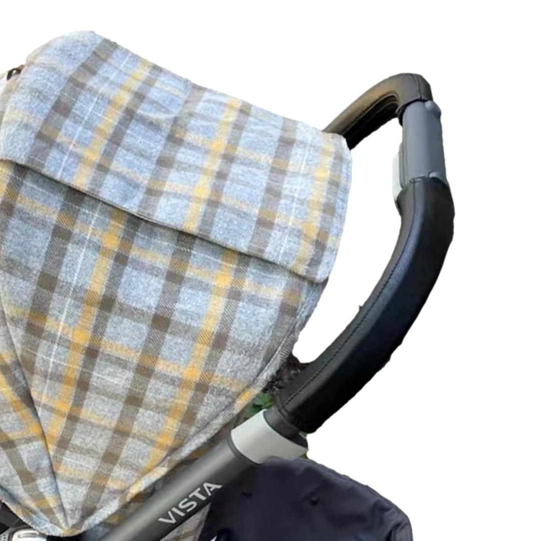 Baby Stroller Leather Armrest Handle Cover Compatible with Uppababy Vista V1/V2 Stroller, Bumper Sleeve Case Bar Protective Covers Pram Accessories (for mom Handle Black)