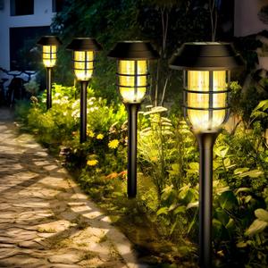 SOLPEX 8 Pack Solar Garden Lights, Warm White Solar Pathway Lights Outdoor, Bright LED Outdoor Lights for Yard, Landscape, Path, Patio, Driveway and Walkway