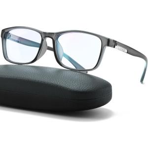 Anti Blue Light Glasses Men, Mens Blue Light Glasses With UV400 Protection, Fake Glasses For Computer Eye Strain (Dark Grey)