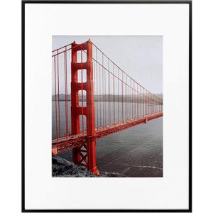 Frametory, 11x14 Aluminum Picture Frame - 11 x 14 Black Frame with Removable Mat for 8 x 10 Photo - 14 by 11 Durable Metal Frame with Real Glass - Sawtooth Hanger for Easy Wall Display - 1 Pack