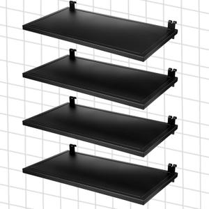 Zonon 4 Pcs Grid Panel Display Shelf 17.7 x 9.8 Wire Grid Wall Clothing Display Rack Heavy Duty Wall Accessory for Straight Gridwall and Slatwall, Black