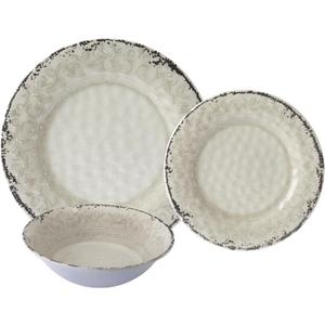 Melamine Dinnerware Sets, Service for 4. Unbreakable Dishes. Scratch Resistant Melamine Ware. Plates and Bowls. Dishwasher Safe Platos De Melamina Baroque Design. Beautifully Packaged Gift Box (12 Piece Set, Beige)