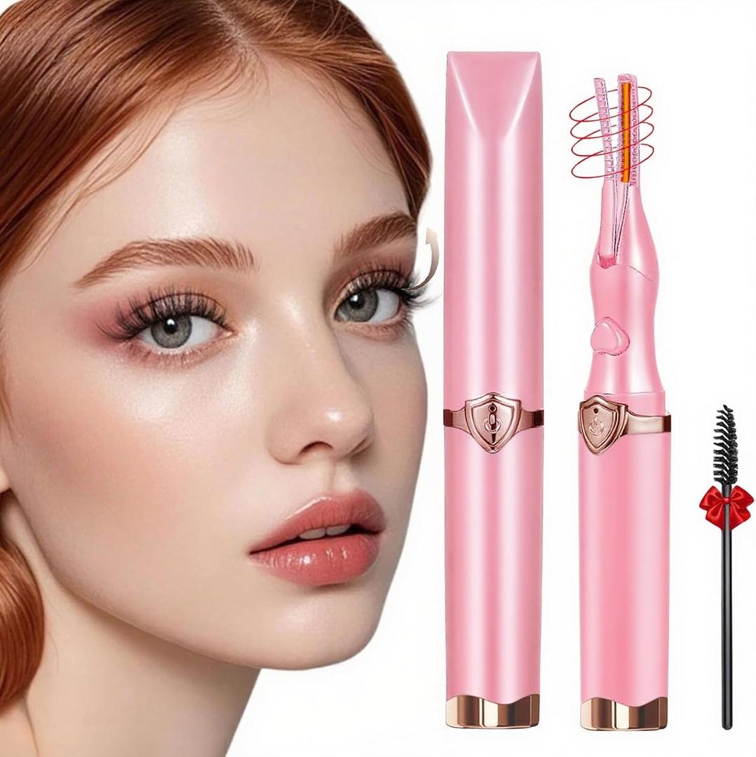 Heated Eyelash Curler - 2-in-1 Clip-Type Design, 3 Temperature Modes, USB Rechargeable Electric Eyelash Curler, Natural Curling 24H Long-Lasting Curl, Gift for Women & Girls, Light Pink DA
