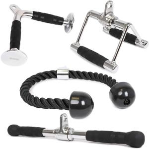 POWER GUIDANCE Triceps Pull Down Attachment, Cable Machine Accessories for Home Gym, LAT Pull Down Attachment Weight Fitness (1.0 V Handle+Triceps Rope+Rotating Bar+V-Shaped Bar)