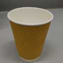 Lamosi 100 Pack 12 oz Insulated Disposable Paper Coffee Cups with Lids, To Go Coffee Cups with Lids, Corrugated Ripple wall Cup for Hot Drink (Champagne)