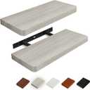 Floating Shelves Set of 2, 17-Inch Wall Mounted Modern Wood Shelves With Invisible Brackets for Bathroom, Living Room, Bedroom and Kitchen, Grey