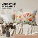 Spring Tulip Floral Pillow Covers 12x20, Farmhouse Spring Easter Tulip Fields Landscape Decorative Lumbar Pillow Covers for Cottagecore Home Room Nursery Girls Room