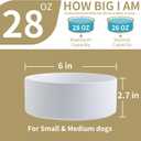 White Raised/Elevated Ceramic Dog Bowl for Small Medium Sized Breeds,Dog Food Water Bowl with Stand,6 in Non Slip Heavy Pet Feeding Dish 3.6 Cups/ 850 ml /28 OZ