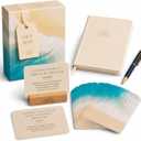 Journal Prompt Cards for Anxiety and Stress Relief | 55 Nervous System-Safe Affirmations + Guided Prompts, By a Nervous System Educator, Lined Journal & Wooden Stand Included