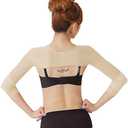 Gudessly Women's Slimming Arm Shapers Back Shoulder Support Wrap Correct Posture Corrector Humpback Prevent Shaperwear Compression Massaging Arms Lymphedema Support (M(fit US XS), Nude)