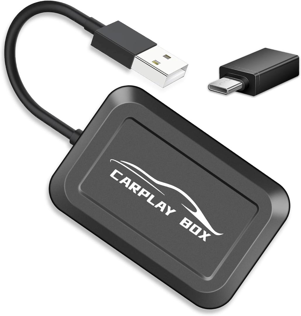 NHOPEEW CarPlay Wireless Adapter, Plug and Play, Bluetooth CarPlay Adapter for Original Car System with Wired Carplay Easy to Use & Auto Connect + USB Type C