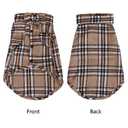 Soft Casual Dog Plaid Shirt,Gentle Dog Western Shirt Pet Clothes, Dog Cotton Shirt with Bow Tie for Wedding,Christmas Costumes (Medium, Dark Khaki)