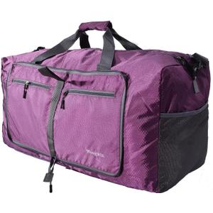 Woogwin Travel Duffel Bag Large Foldable Waterproof Overnight Bag for Beach Swim Bags Pool Sports Gym (60L Purple)