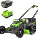 Greenworks 80V 25" Brushless Cordless (Self-Propelled) Dual Blade Lawn Mower (LED Headlight + Aluminum Handles), 4.0Ah Battery and Rapid Charger Included