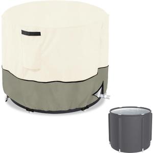 Outdoor Ice Bath Tub Cover for Freestanding Bathtubs,Portable Bathtub,Large Inflatable Tub,Polar Cold Plunge Tub(Cover Only,Beige) (32Dia'' x 27''H)