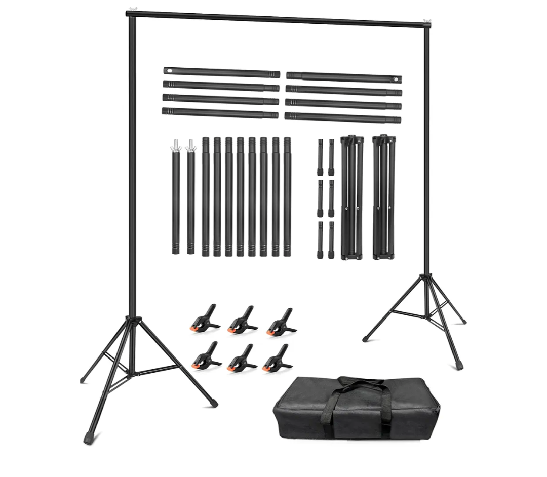 Hemmotop Backdrop Stand 10x8ft (WxH), Photography Background Stand for Parties, Adjustable Photo Backdrop Stands Kit for Wedding, Photo Booth, Party, Decoration, Balloon, Projector Screen