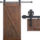 SMARTSTANDARD 6 Feet Heavy Duty Sliding Barn Door Hardware Kit, 4FT - 18FT, Black, Smoothly and Quietly, Simple and Easy to Install, Fit 36" Wide Panel (Industrial Bigwheel Hangers)