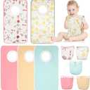 Newwiee 5 Pcs Large Towel Bibs for Toddler Baby, Soft Pullover Design, Absorbent Cotton Full Coverage for Baby Drooling & Feeding, Unisex & Machine Washable