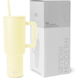 Simple Modern 40 oz Trek Tumbler with Handle and Straw Lid | Cup Holder Friendly Insulated Stainless Steel Travel Mug | Buttercup