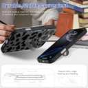 OOK for iPhone 16 Pro Max Case with Screen Protector, Cute Cow Print Design with Adjustable Finger Strap Kickstand Full Body Protection for Women Men Phone Cover-Black