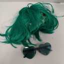 PLULON Dark Green Bob Wig and Sunglass Set, Neon Short Bob Wig Sunglass Pack Costume Colorful Cosplay Wig Hairpieces for Bachelorette Neon Party Favors, Halloween Decorations