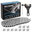 420 Motorcycle Chain - 420 Standard Roller Chain 132 Link + Chain Breaker Fits for 50 70 90 110cc 125cc Pit Dirt Bike ATV Quad Go Kart Scooter Mini Bike Parts with 10 Free Master Links